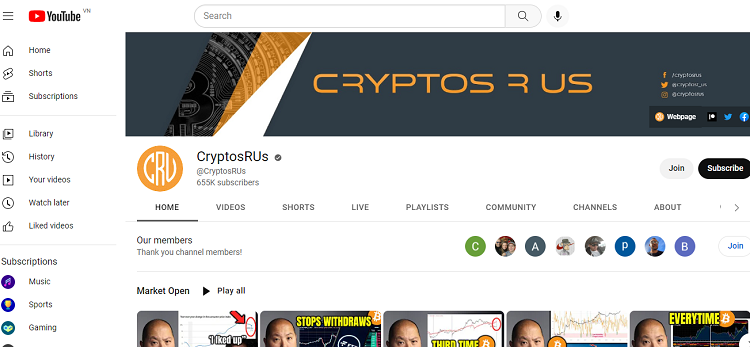 TOP 10 kênh youtube về coin tốt nhất nên đăng ký theo dõi. CryptosRus
