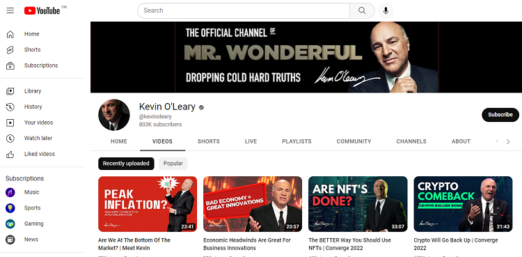 TOP 10 kênh youtube về coin tốt nhất nên đăng ký theo dõi. Kevin O Leary
