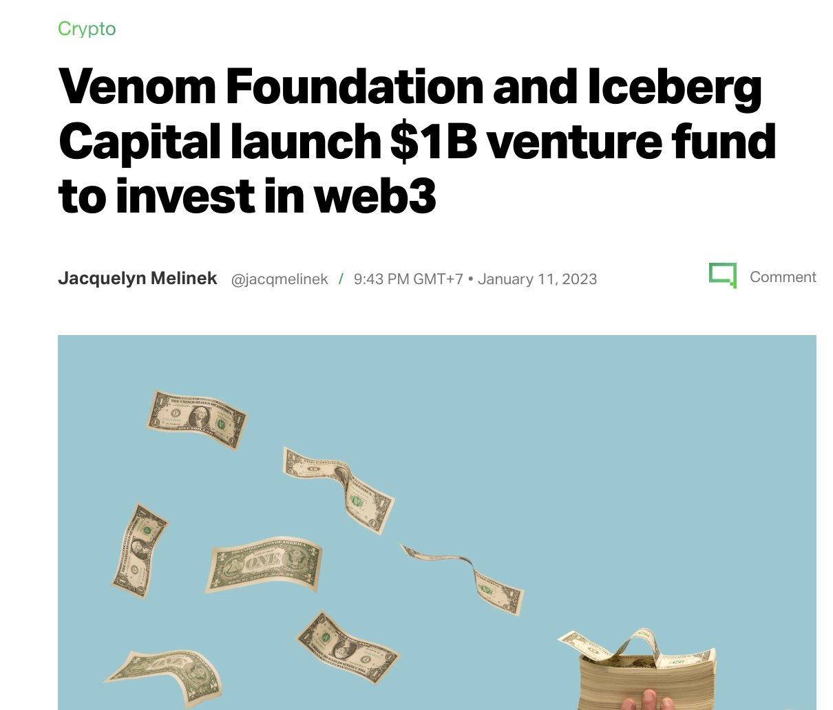 Cách làm Airdrop Venom. Venom Foundation và Iceberg Capital từng công bố quỹ 1 tỷ USD để đầu tư vào Web3 